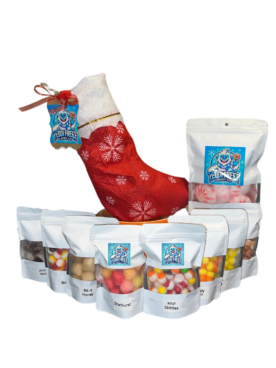 Christmas Deal Variety Bundle Pack - Freeze Dried Candy - 9 Sweet Crunchy Candies Snack Mint - Fruity gift bag